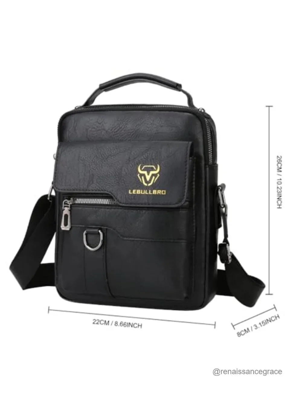 Men's Leather Sling Bag Crossbody Messenger Business Shoulder Bag